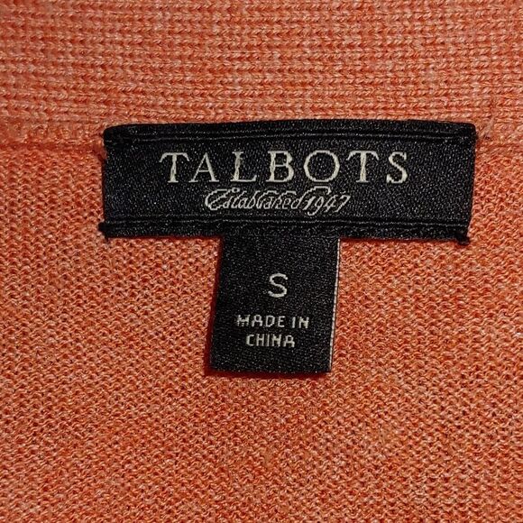 Wool blend Talbots Sweater ruffled neckline with full buttons. Size Small. Light - Picture 6 of 7